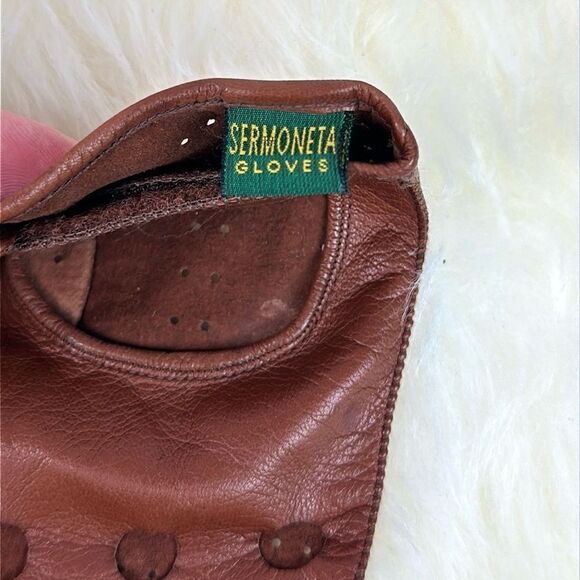 Sermoneta Gloves Italy Driving Gloves Cognac Brown Soft Leather Men’s 9 1/2 - Picture 8 of 11